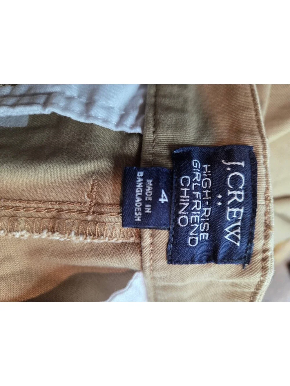 J.Crew High-Rise Girlfriend Chino Pants Size 4 Tan